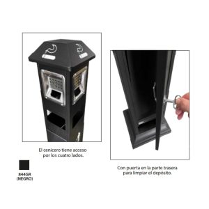 CENICERO DE PEDESTAL COLOR NEGRO