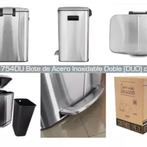 CESTO DUO ACERO INOXIDABLE RECTANGULAR DE 40lt (SKU 754DU)