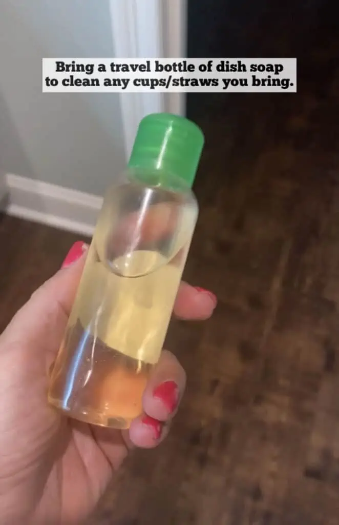bring a travel bottle of dish soap to clean any cups/straws you bring.