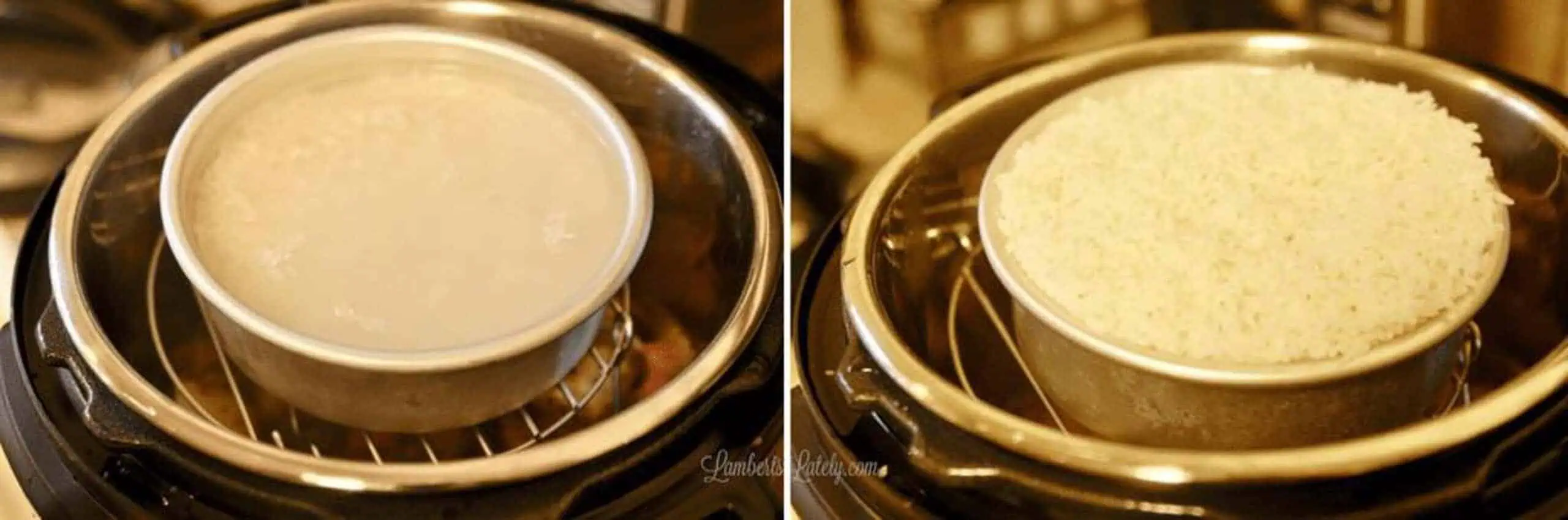 demonstration of pot in pot cooking with rice.
