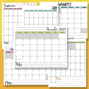 collage of calendar printables.