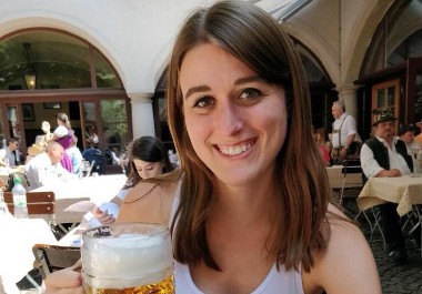 Sarah Enjoying a Beverage