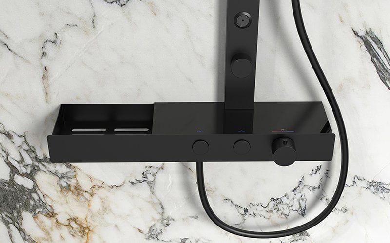 matte black 2 way shower system body with bracket