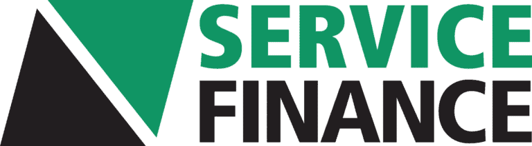 Green And Black Logo Of Service Finance With A Triangular Design Element.