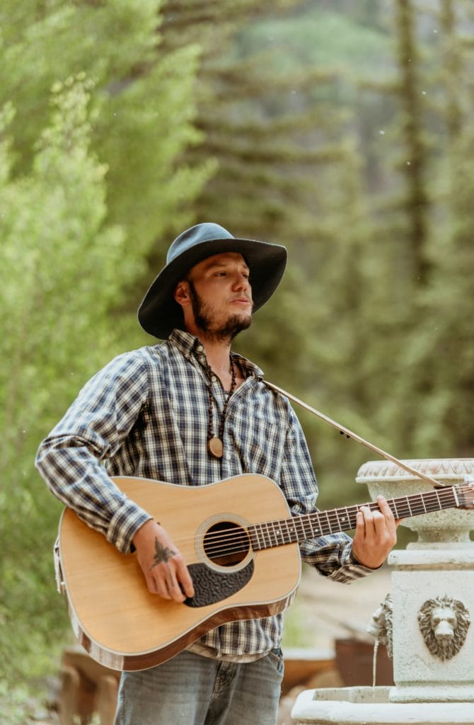 Live music performed by Lake City local during Lake San Cristobal elopement