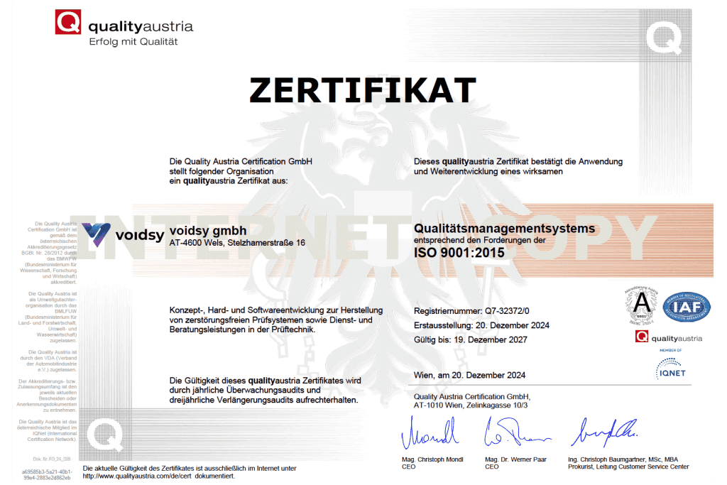 ISO 9001 Zertifikat voidsy gmbh