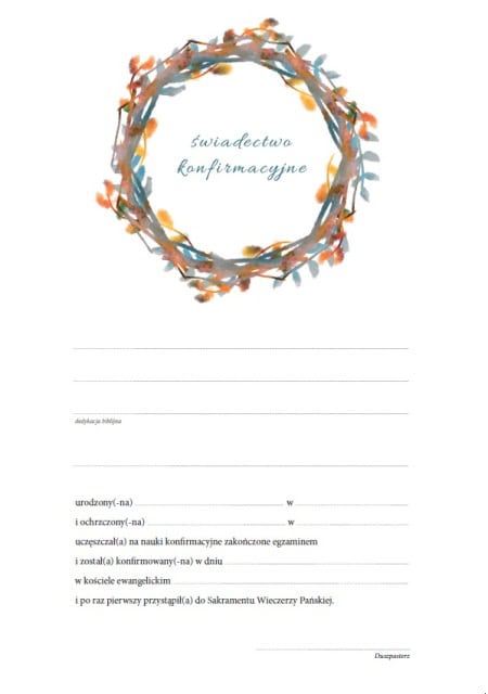 Świadectwo konfirmacyjne – wianek 2
