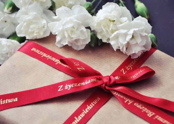 Wstążka satynowa- Z życzeniami Bożego-red