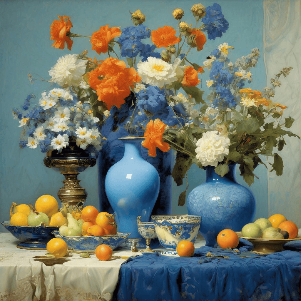 Flowers and Blue Vases – Albert Herter