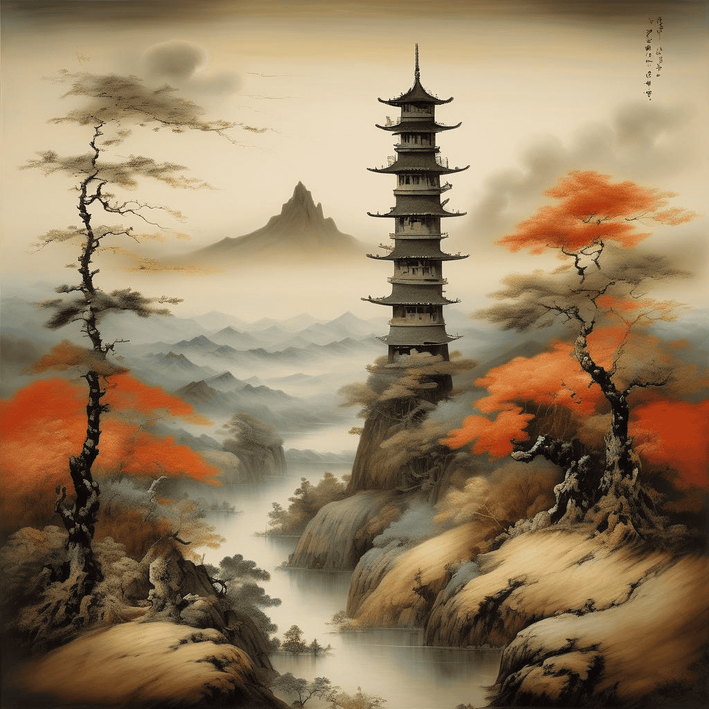 Landscape with Tower – Ike no Taiga