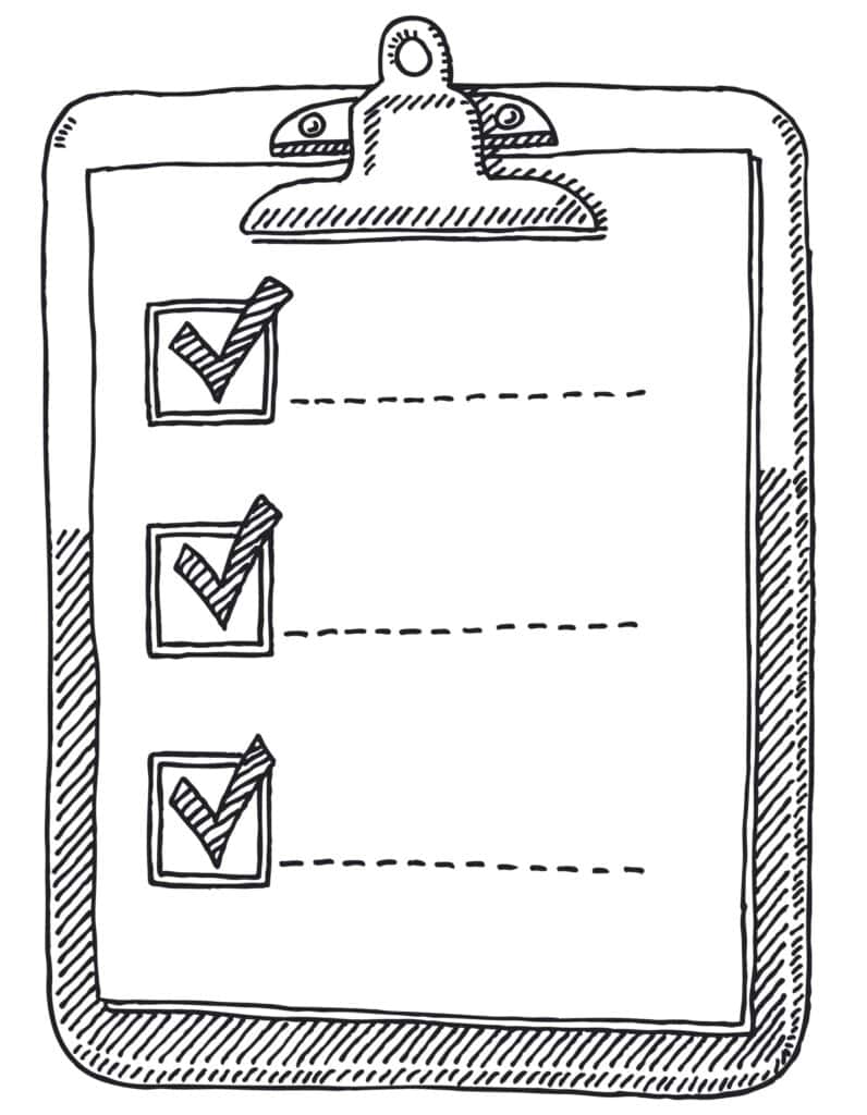 Sketch of a check list.