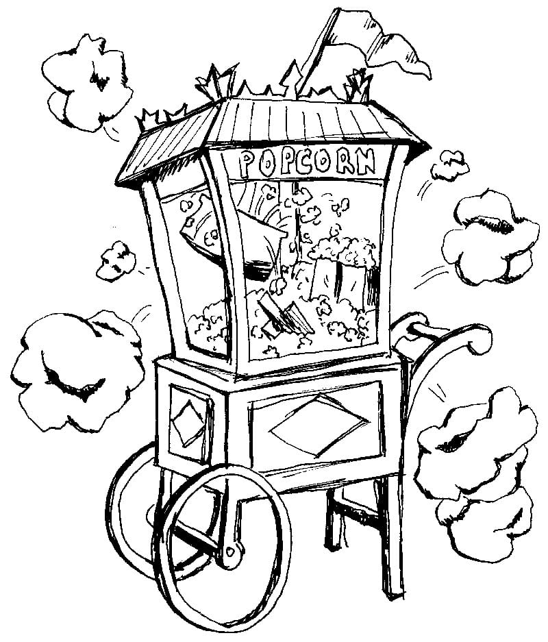Illustration of a popcorn wagon.