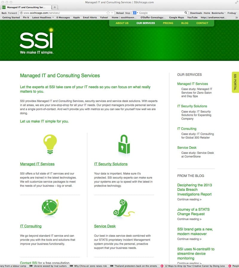 SSI Website - image of services page
