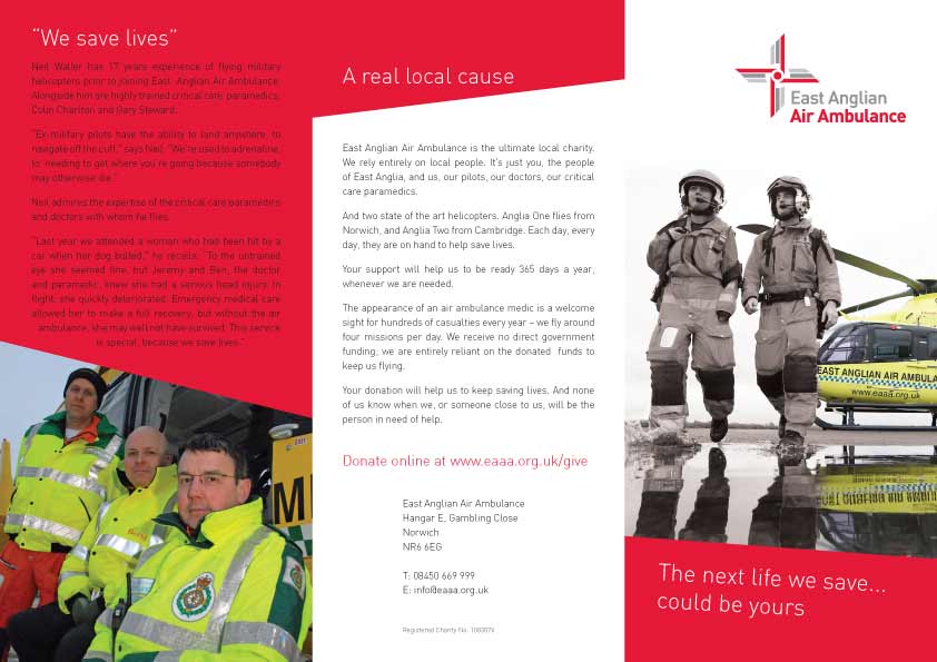 Trifold brochure, interior spread.
