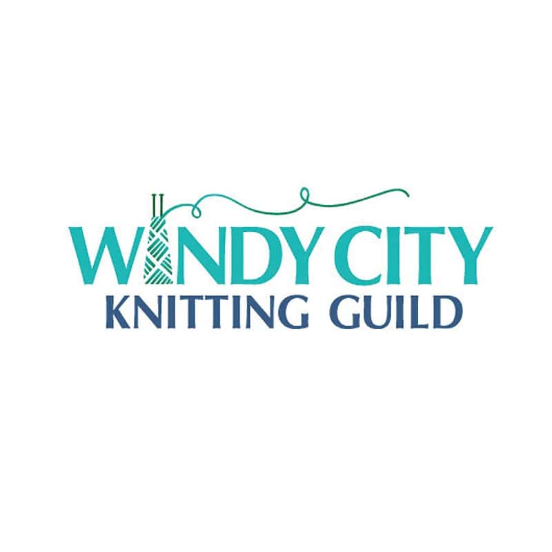 Windy City Knitting logo featuring the Hancock Tower as a spool of yarn.