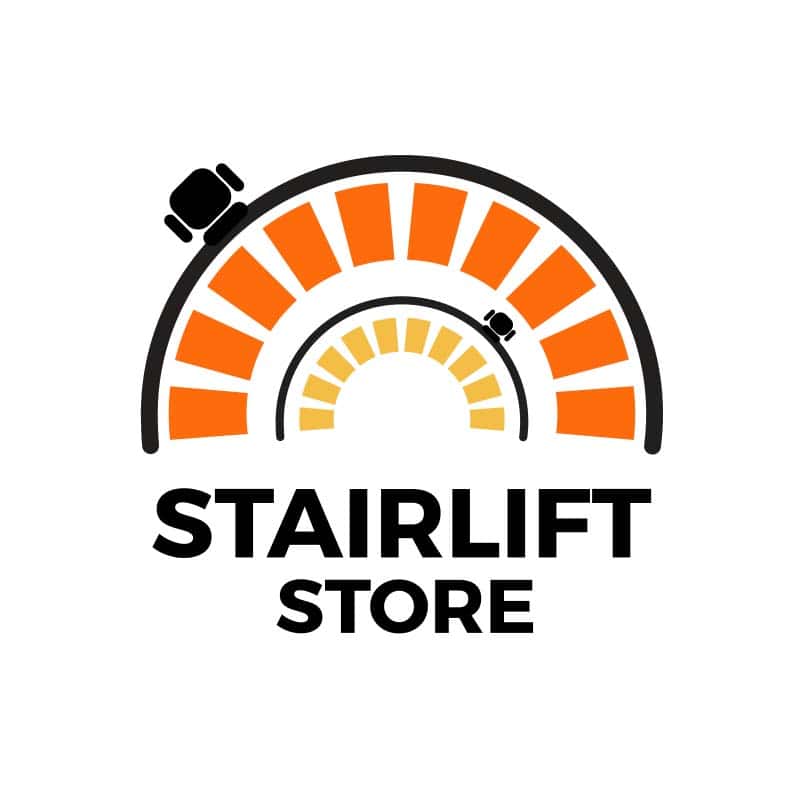 Logo design showing abstraction of a stairlift on a spiral staircase.