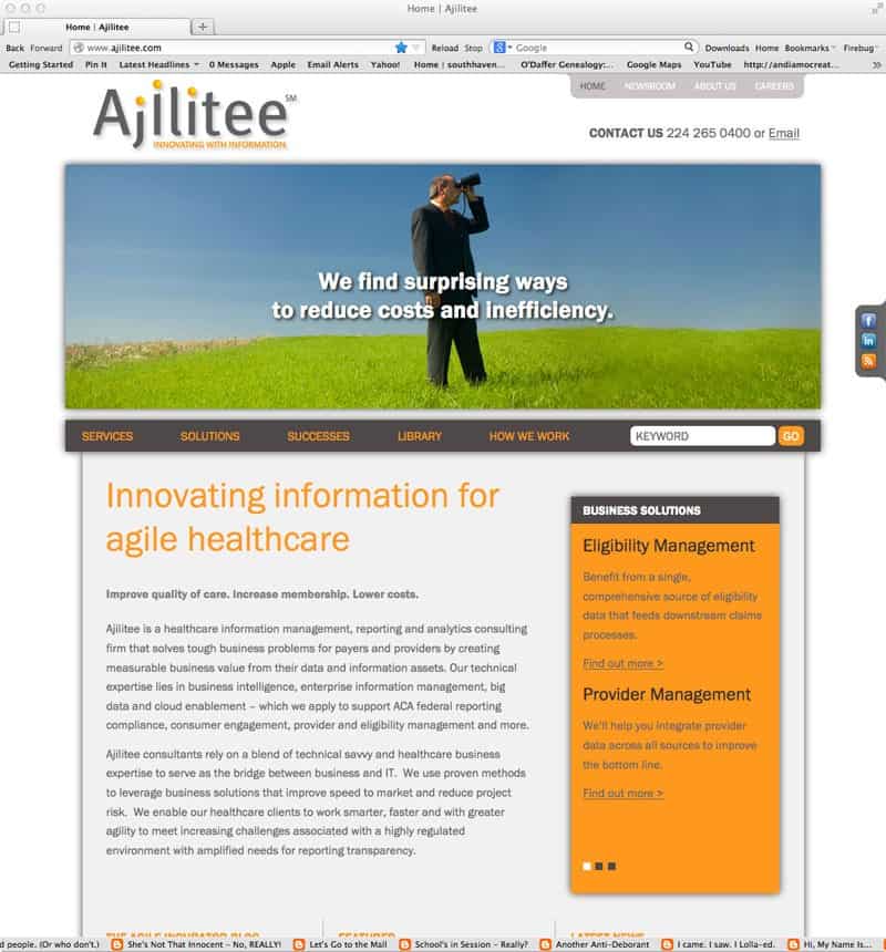 Landing page design for Ajilitee, a healthcare software company.