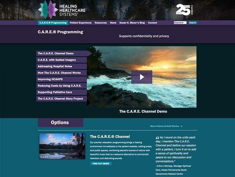 Landing page promoting The Care Channel, a product of HHS.