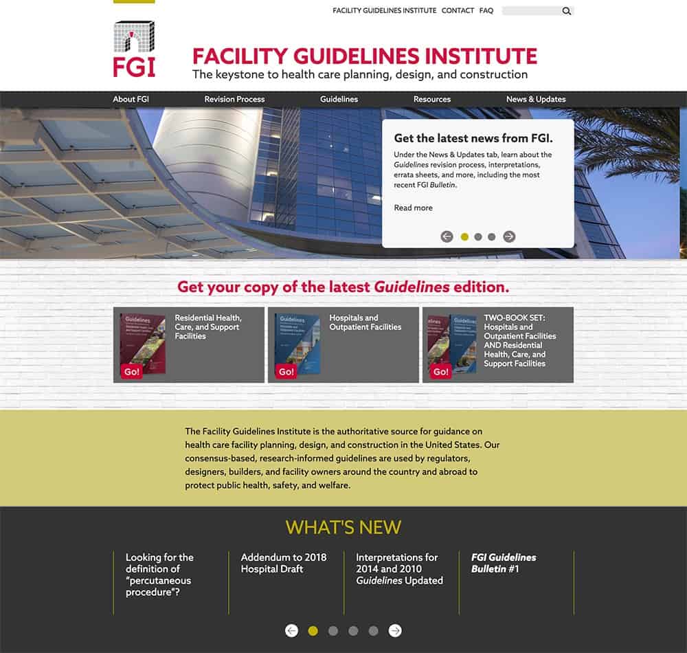 Home page design for FGI website.