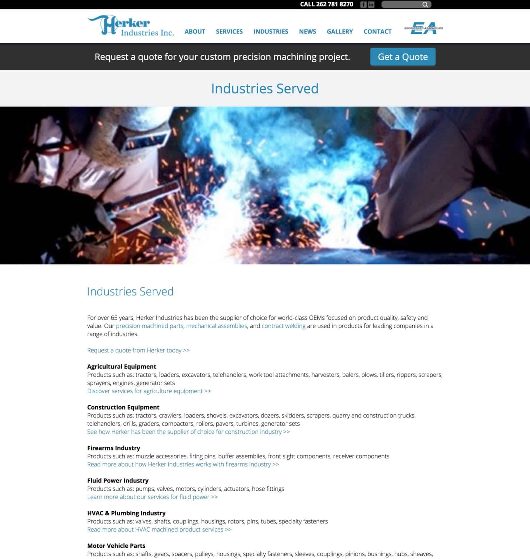 Industries listing page.