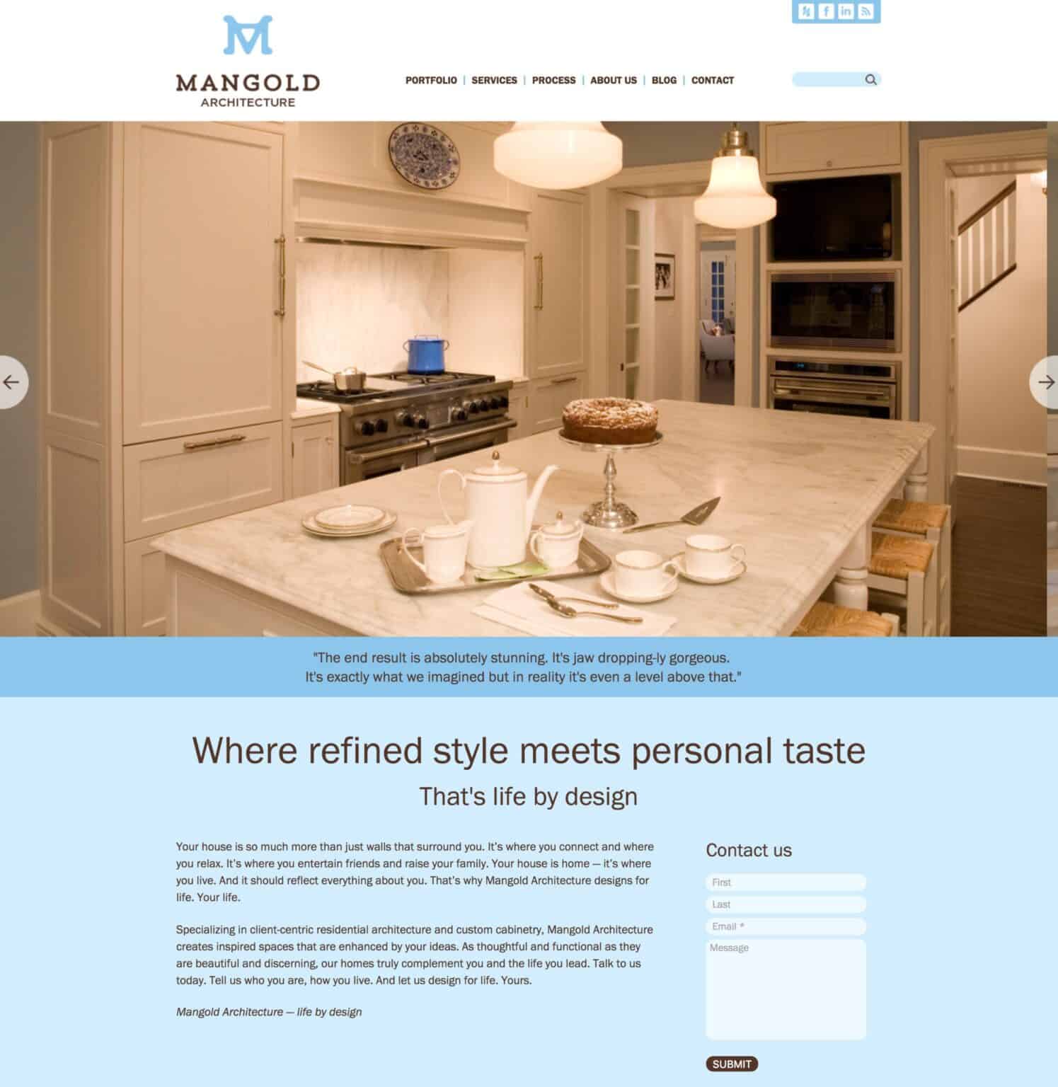 Mangold Architecture website, home page.