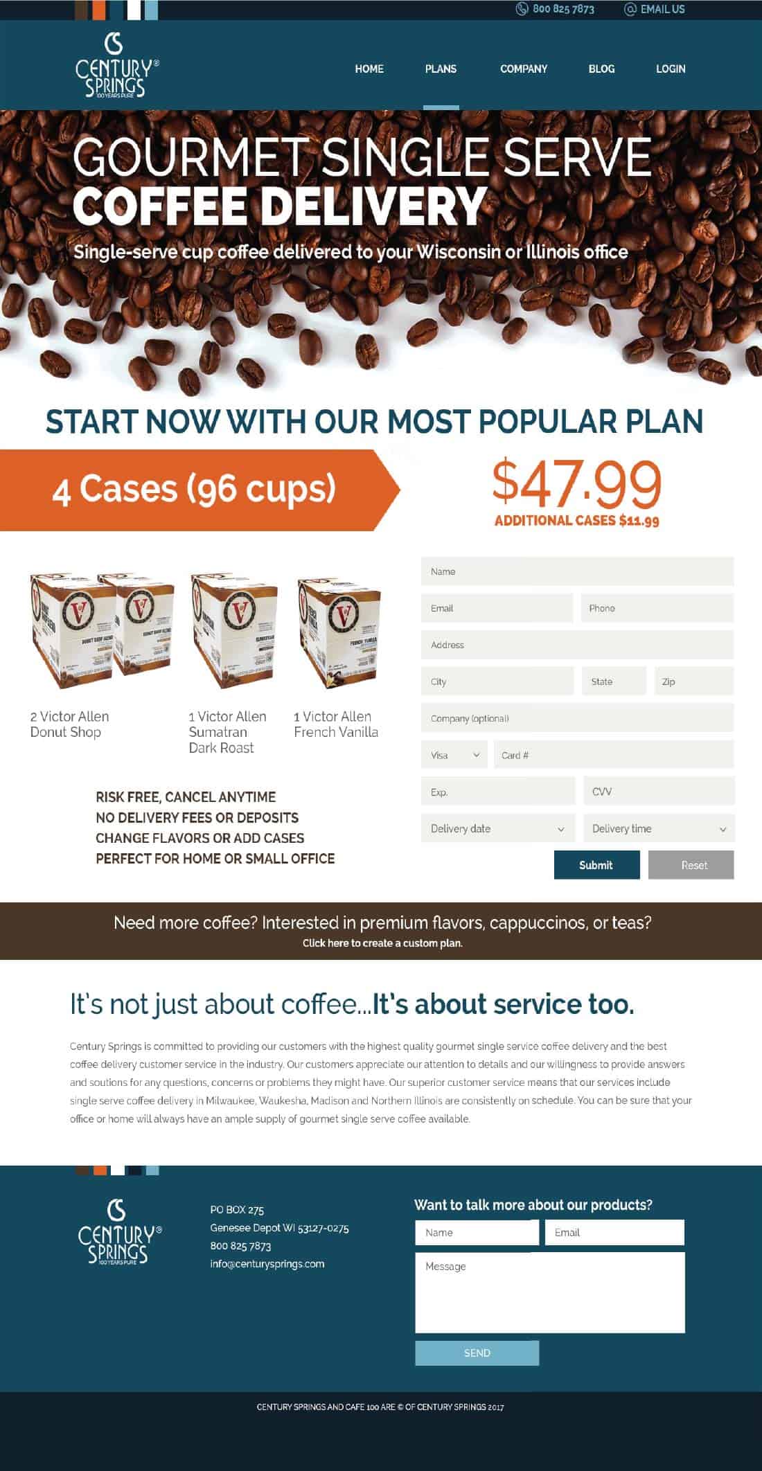 Coffee delivery service page.