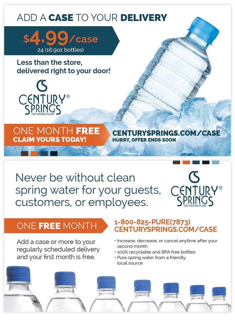 Direct mail campaign for Century Springs, image of promo postcard