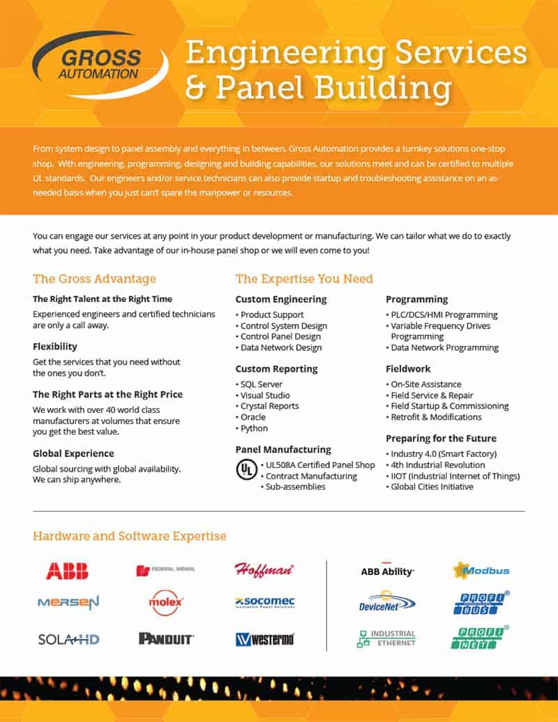 Engineering & Panel Brochure, English, page one