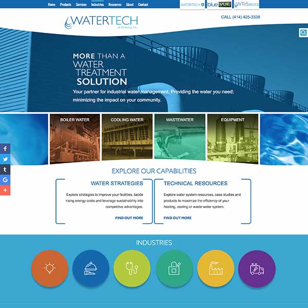 Home page design for Watertech.