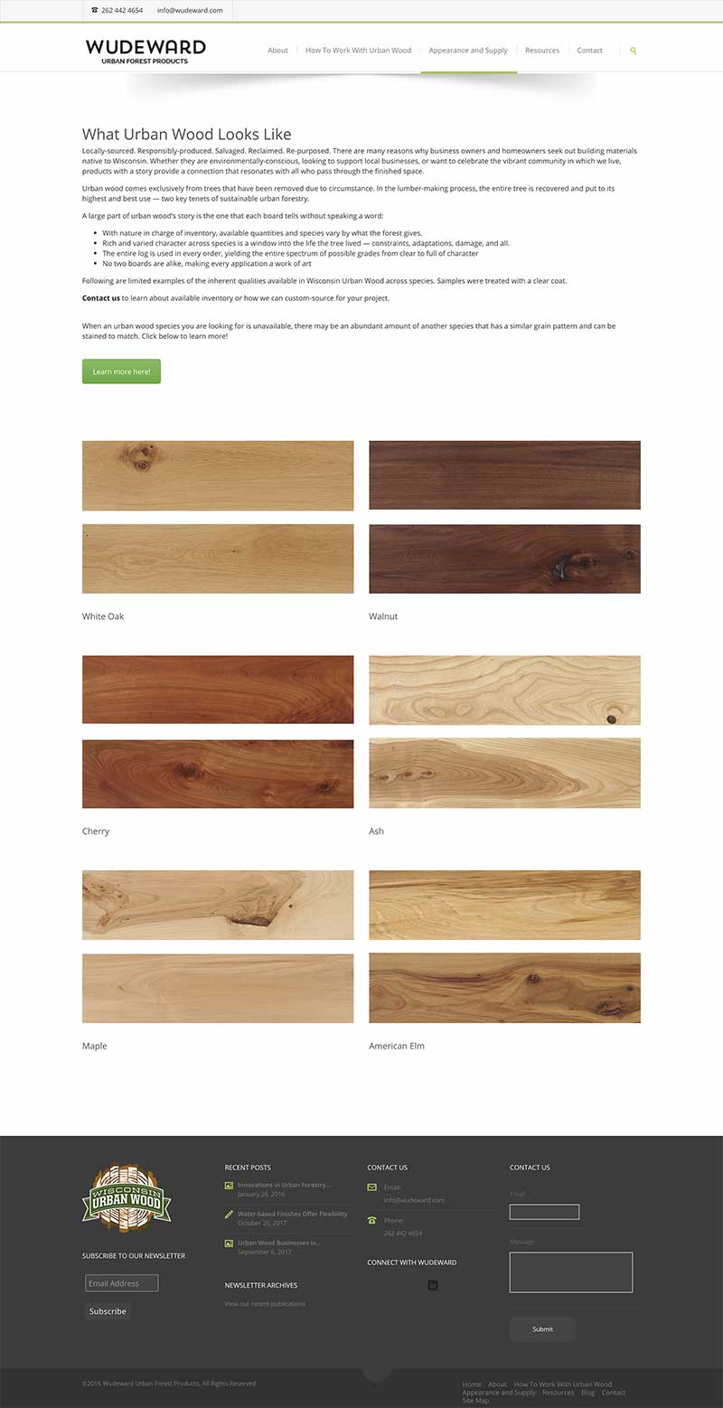 Wood swatches page.