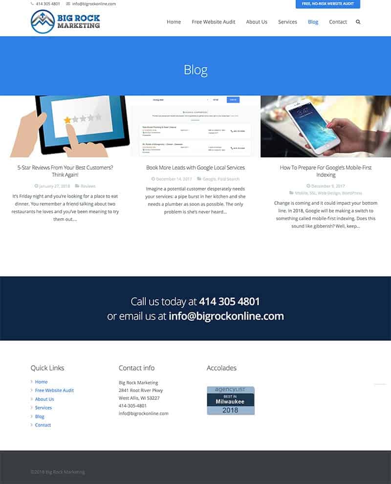 Blog landing page.