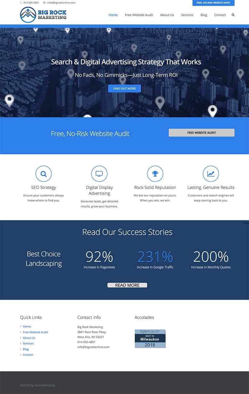 Big Rock Marketing, home page.