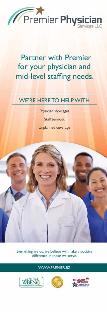 Premier Medical, staffing service, Vertical Banner for tradeshow