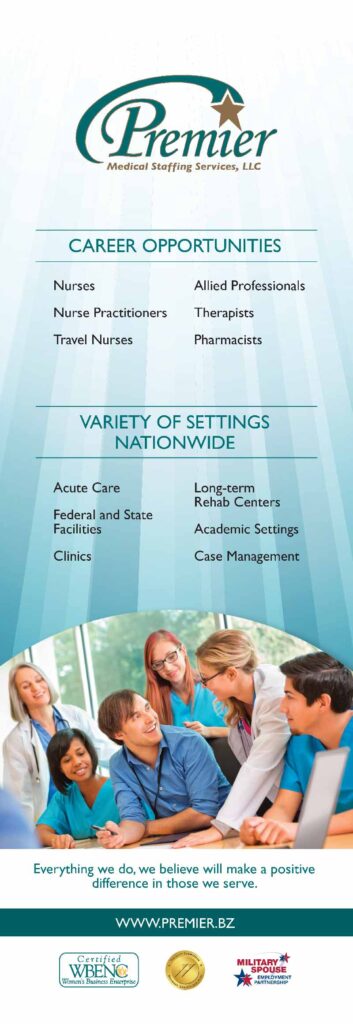 Premier Medical, staffing service, Vertical Banner for tradeshow