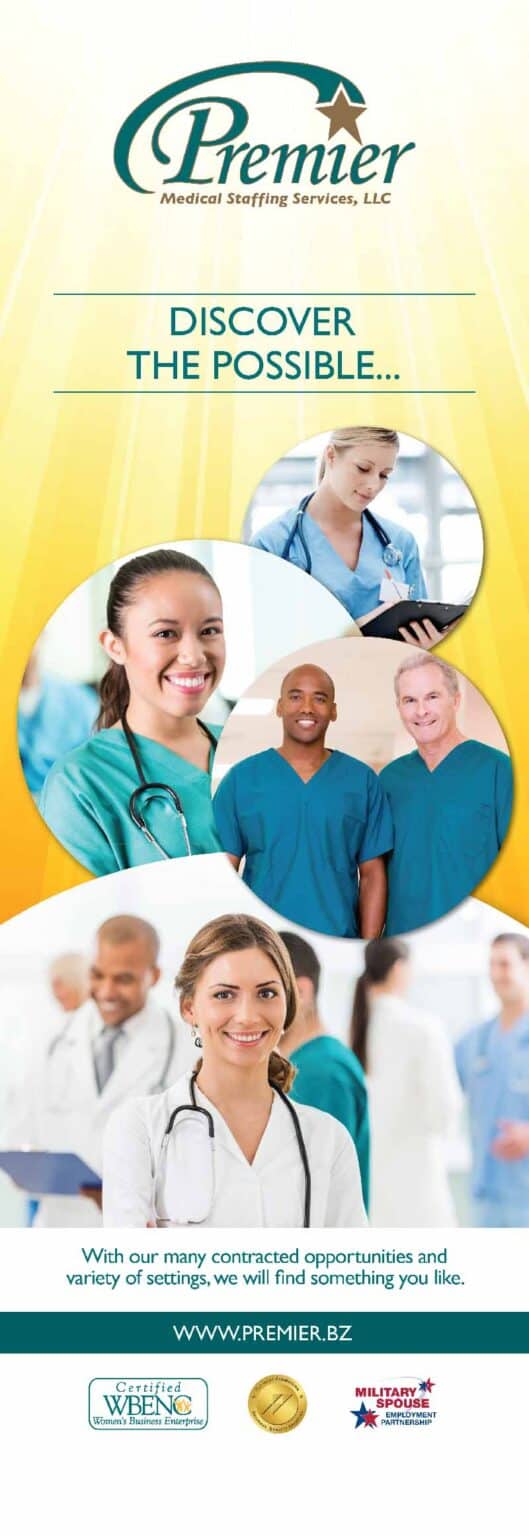 Premier Medical, staffing service, Vertical Banner for tradeshow