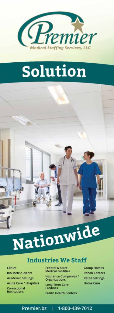 Premier Medical, staffing service, Vertical Banner for tradeshow