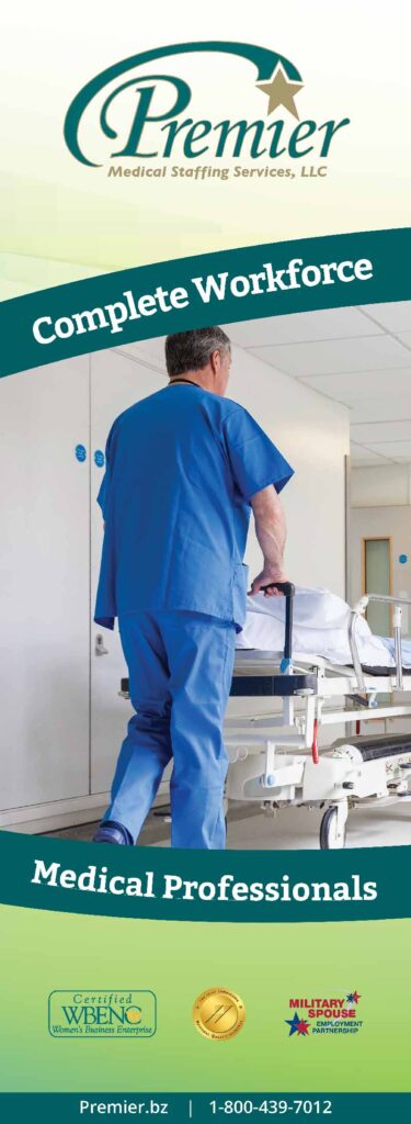 Premier Medical, staffing service, Vertical Banner for tradeshow