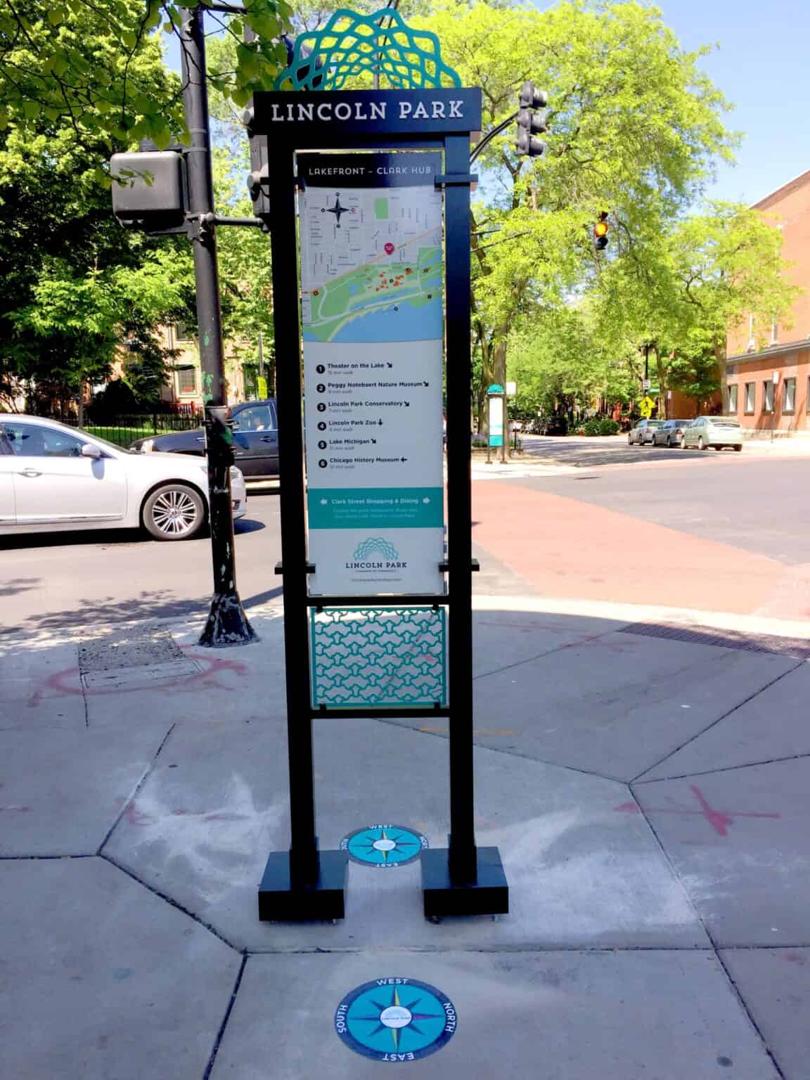 Wayfinding Signage in Lincoln Park, Chicago.