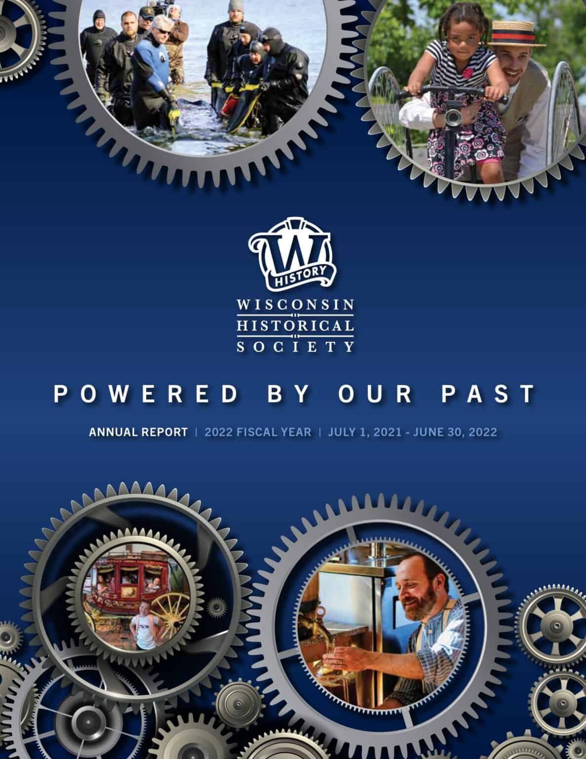 Annual report cover, theme "powered by our past".