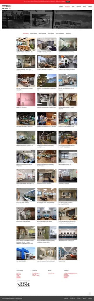 Grid of images representing portfolio of projects.