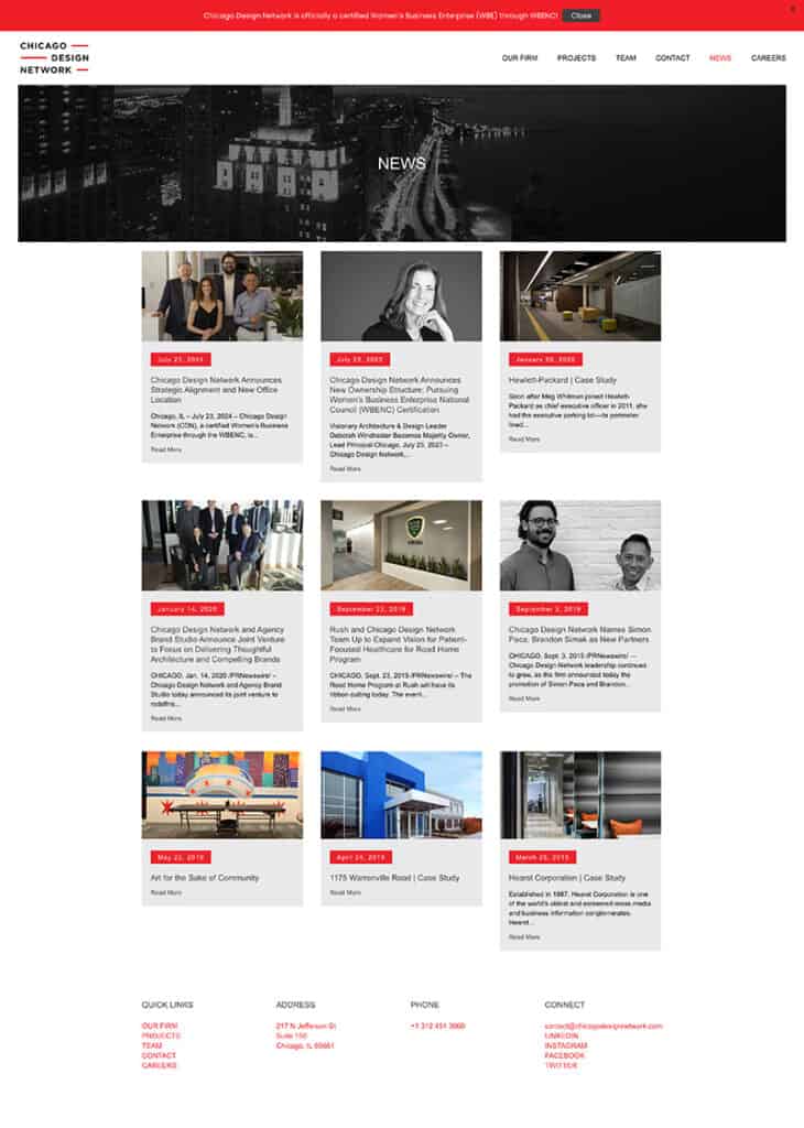 News landing page.