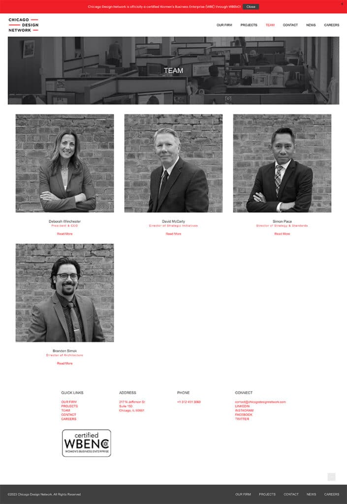 Leadership team bios.