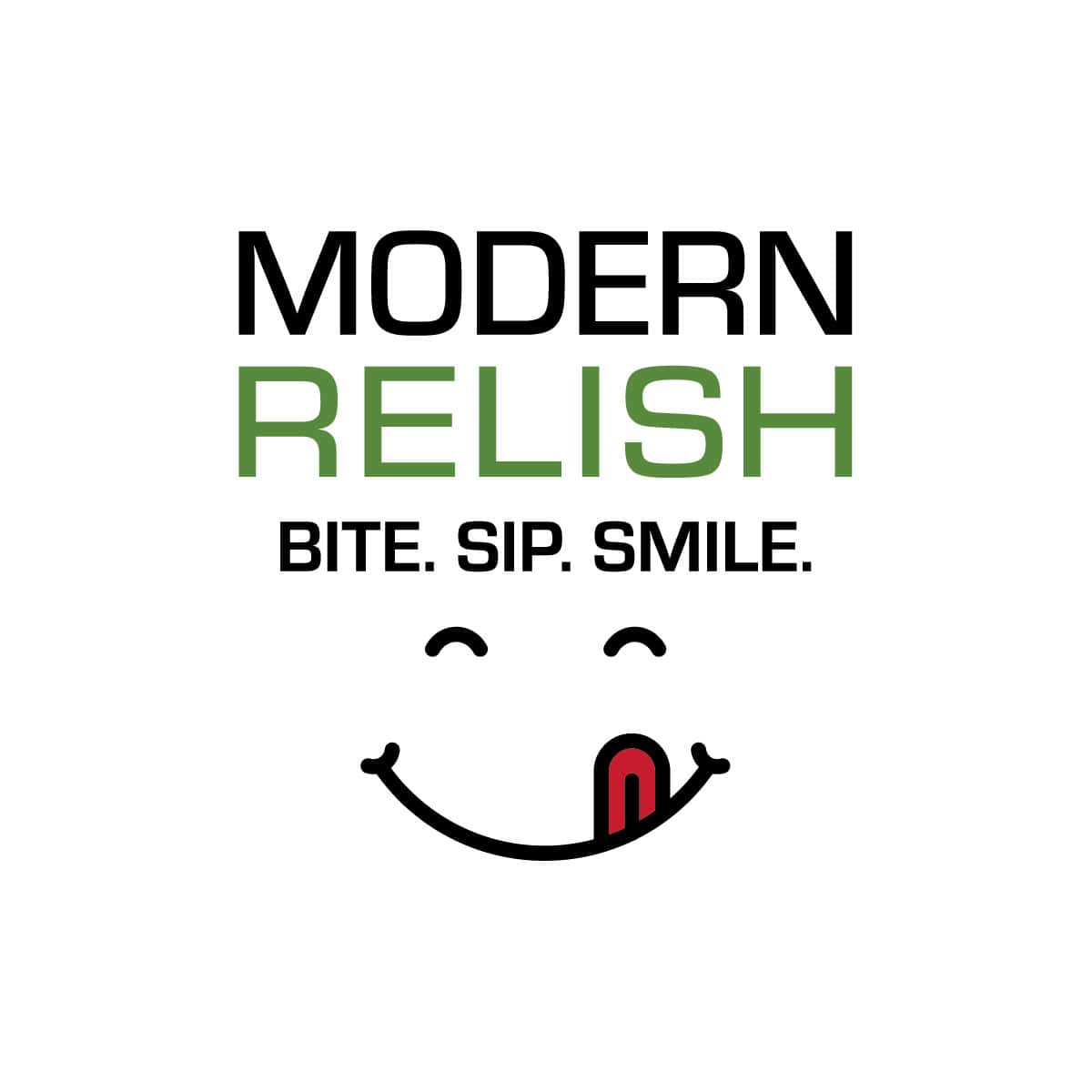 Logo developed for Modern Relish featuring a smiley "yum" face.