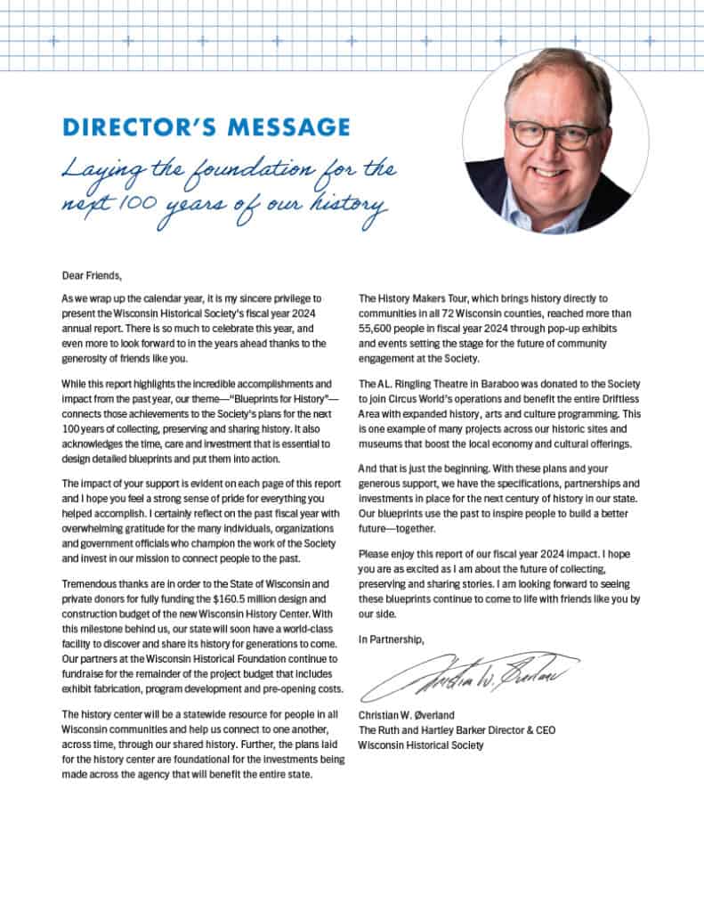 Letter from the president.