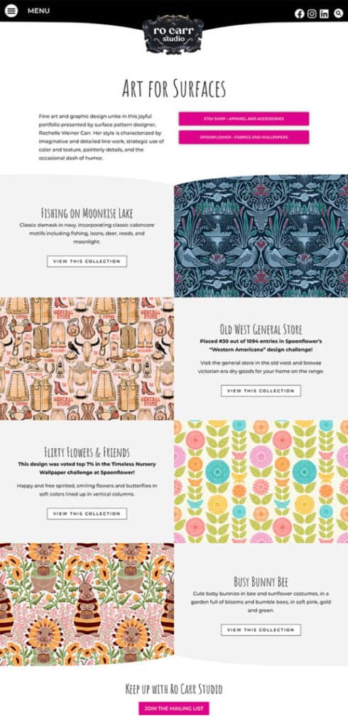 Portfolio website home page.