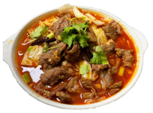水煮牛肉 (Sliced Beef w. Hot Peppers Sauce)
