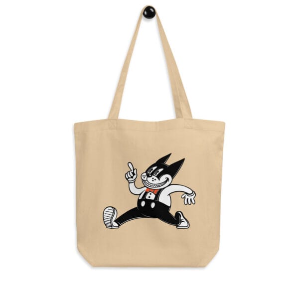 "Jump Swing Meow!" Double Sided Eco Tote Bag in Natural - Image 3