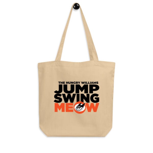 "Jump Swing Meow!" Double Sided Eco Tote Bag in Natural