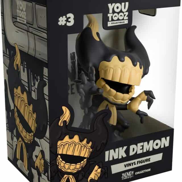 "5.1 inch Youtooz Ink Demon vinyl figure from 'Bendy and the Dark Revival', featuring a horned, ink-covered body with spikes."