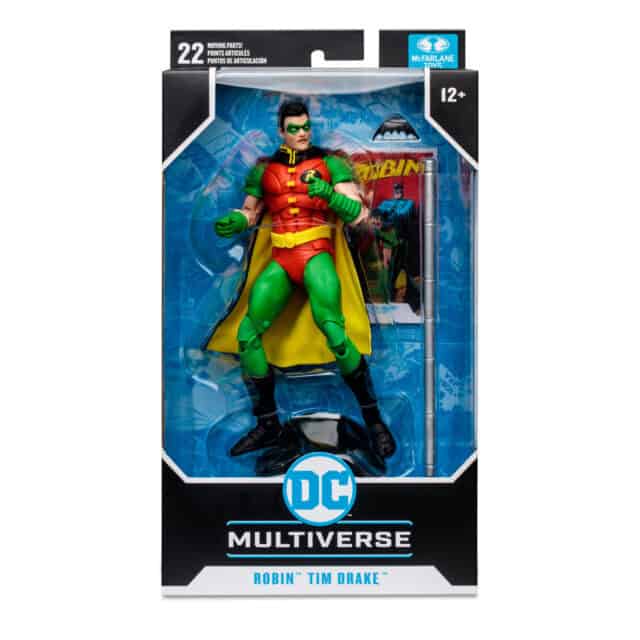 "7-inch mcfarlane dc multiverse robin tim drake action figure with batarang, bo staff, and base. "